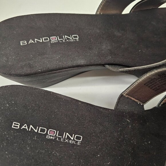 Bandolino B-Flexible Women's Black Wedge Sandals Size 9.5M Synthetic Upper & Sol - Picture 4 of 10